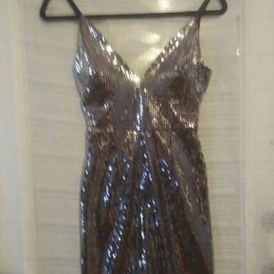 Dear Moon Plunging Sequin Bodycon Dress "0"